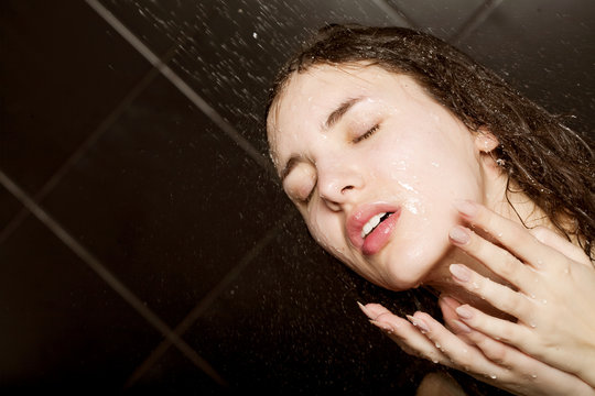girl taking a shower