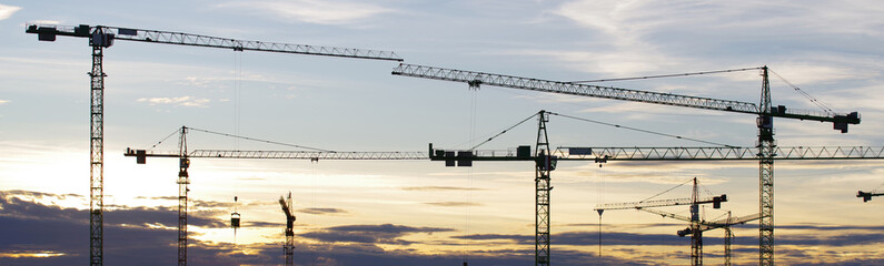 Kräne, Großbaustelle, Bau