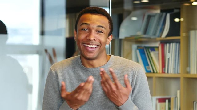 Video Chat by Afro-American Man, Webcam View