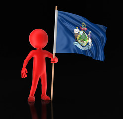 Man and flag of the US state of Maine. Image with clipping path