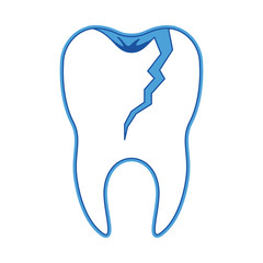 broken tooth with root in blue silhouette