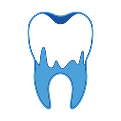 caries in the root of tooth in blue silhouette