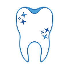 healthy tooth with root in blue silhouette