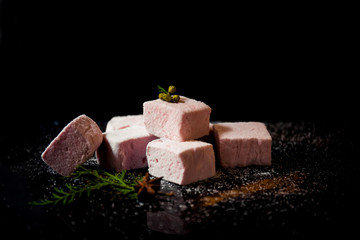 Homemade pink marshmallows