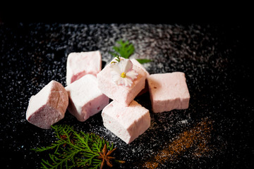Homemade pink marshmallows
