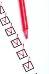 Check boxes on white paper