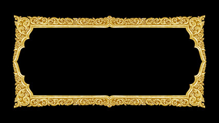 old decorative gold frame - handmade, engraved - isolated on black background