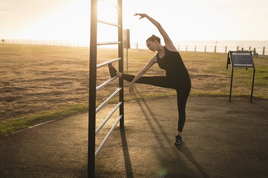 Pregnant Woman Exercising Outdoors