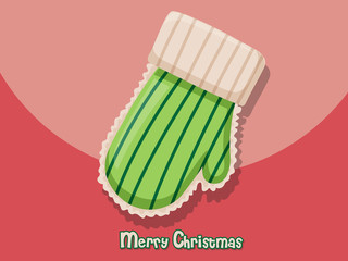 Merry Christmas glove isolated on background. Happy New Year and decoration element. Vector illustration.