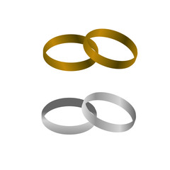 gold and silver metal  Wedding couple rings on isolated background