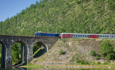 Tourist train  on the Circum-Baikal Railway
