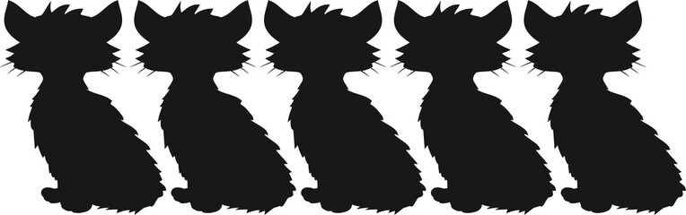 schwarz schatten viele gruppe design muster silhouette grau hübsch süß niedlich katze kätzchen winken comic cartoon design haustier