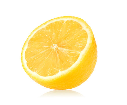 Single half lemon citrus fruit isolated on white background