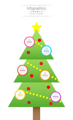 Infographic design elements for your business data with 6 options, parts, steps, timelines or processes. Christmas tree concept, Vector Illustration.