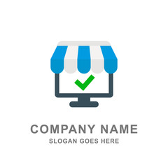 Fototapeta premium Online Digital Shopping Website Computer Logo Vector Icon 