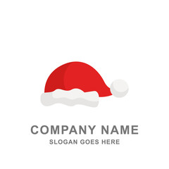 Christmas Santa Claus Hat Red Color Icon Logo Vector