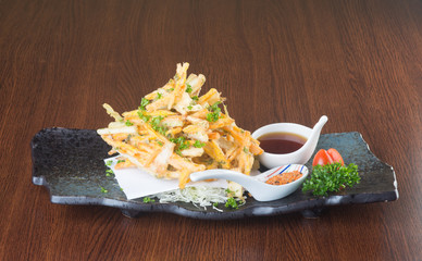 japanese cuisine. tempura. Deep fried mix vegetable on the background