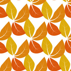 Vector seamless pattern with red and yellow autumn leaves, natural backdrop
