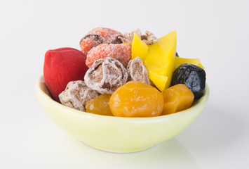 preserved fruits & Dried fruits. Food Snack on a Background