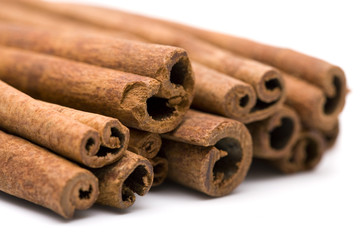 Cinnamon Sticks on a White Background