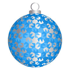 Blue christmas ball with silver snowflakes.