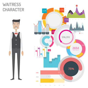 Waitress Character with Diagram