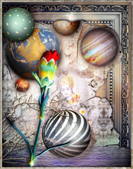 Paesaggio fantastico e incantato con garofano rosso e mare © Rosario Rizzo