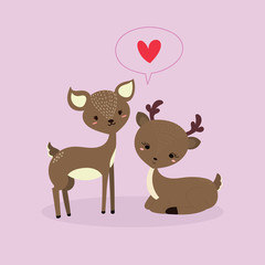cute deer in love vector