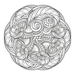 Abstract black and white mandala pattern