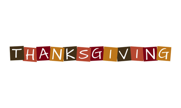 thanksgiving, vector letters in squares with traditional colors