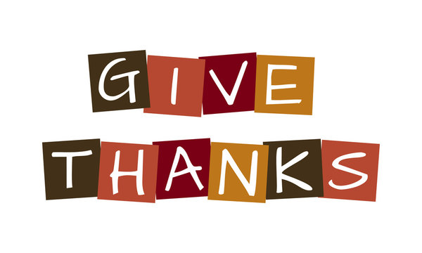 give thanks, vector letters in squares with traditional colors