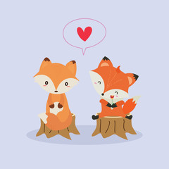 Fototapeta premium cute fox in love vector
