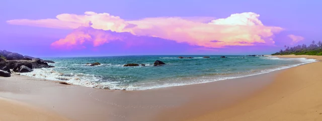 Tuinposter Tropisch strand Panorama sunset tropical island