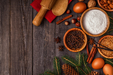 Ingredients for cooking Christmas baking.