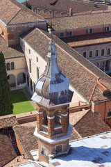 View from the bell tower of the 16th-century Benedictine San Giorgio Maggiore church on San Giorgio Monastery, Venice, Italy.