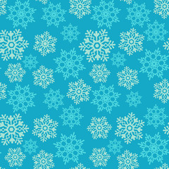 Snowflakes seamless pattern. Snow falls background. Symbol winter, Merry Christmas holiday, Happy New Year celebration Vector illustration