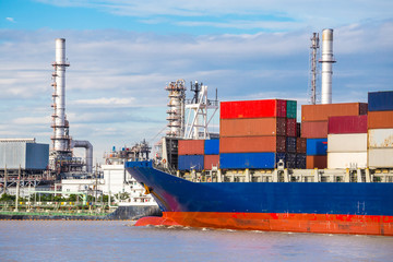 container ship in import export and business logistic
