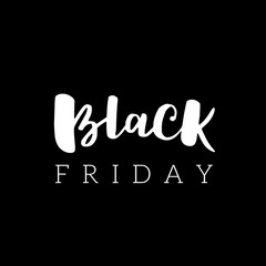 Black Friday Sale minimalistic Poster on black background. Sale banner for Black friday with a lettering. Vector Illustration.