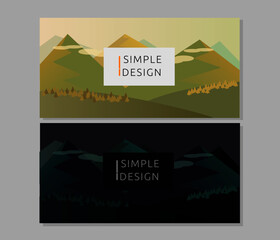 Set of 2 flat design nature landscape.