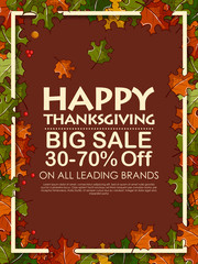 Fototapeta premium Happy Thanksgiving background with maple leaves