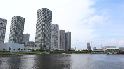 Fototapeta premium Tower Mansions At Shinonome, Tokyo, Japan