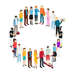 People Set Man and Woman Isometric View. Vector