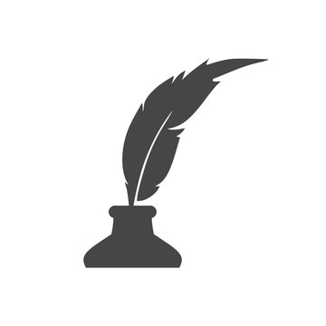Feather with ink sign icon 