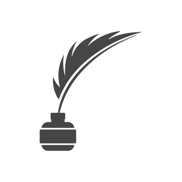 Feather with ink sign icon 
