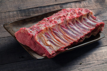 A large piece of meat on the ribs