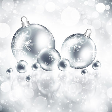 Background with Christmas silver baubles