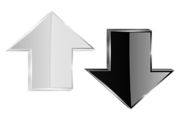 Black and white arrows. Shiny 3d web icons