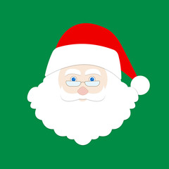 Santa Claus face icon. Vector illustration of the Santa head. Christmas design element.