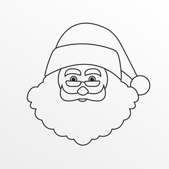 Santa Claus face. Outline Santa icon. Christmas decoration element. Vector illustration.
