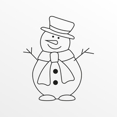 Snowman outline icon. Vector illustration.
